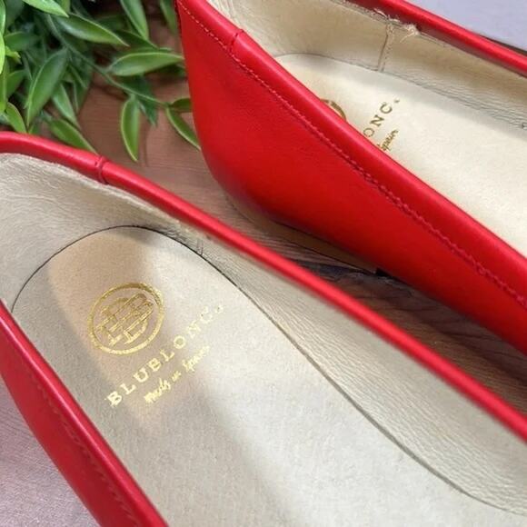 BluBlonc Maya Red Leather Pointed-Toe Bow Flats Size 36 US 6 - Picture 5 of 8
